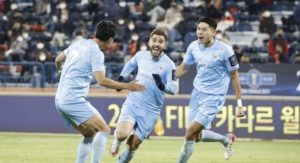 Bruno Lamas, do Daegu, celebra gol e classificação à final da Copa da Coreia do Sul: ‘Extremamente feliz’